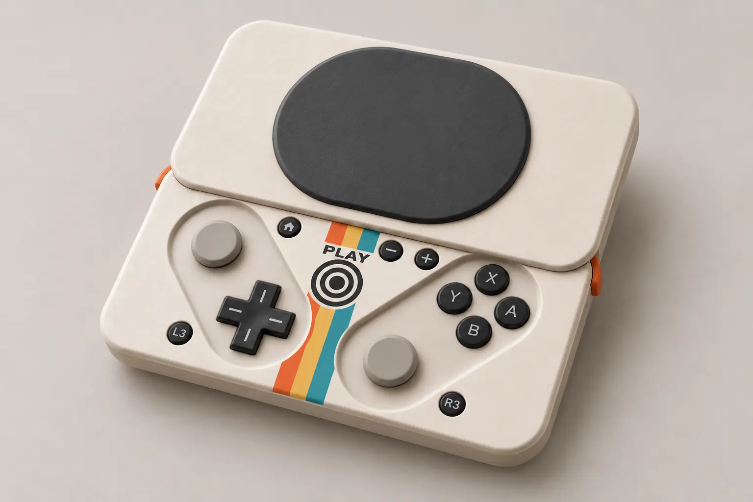 Full open Pokkio controller viewed from the right.
