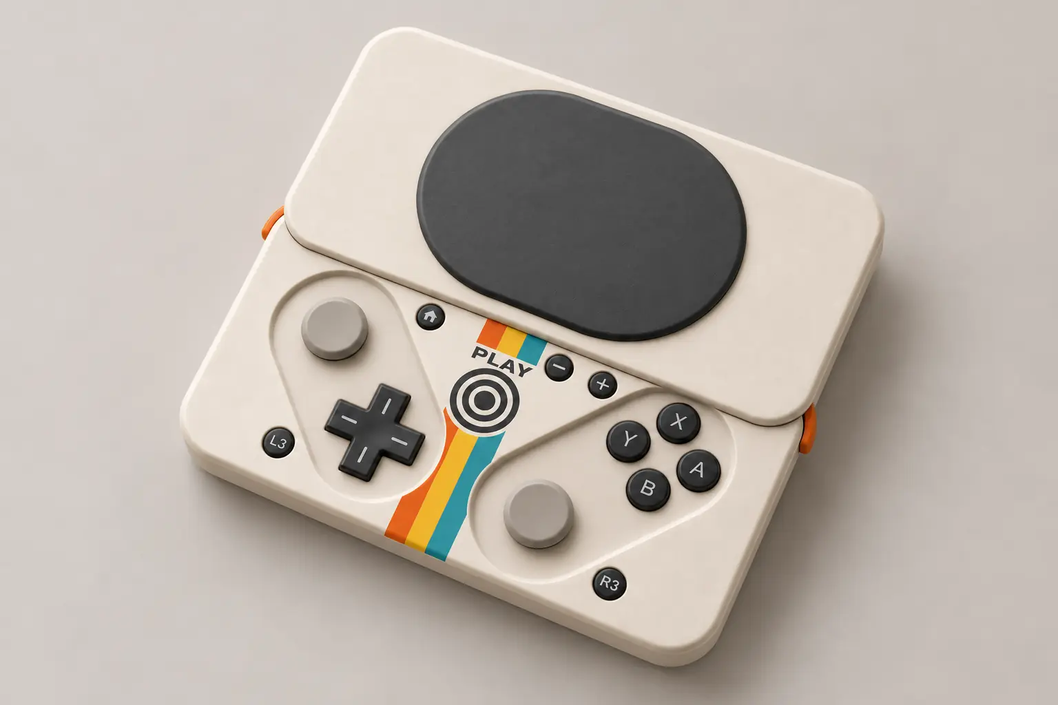 Open Pokkio controller on a diagonal, showing the full outline of the case.